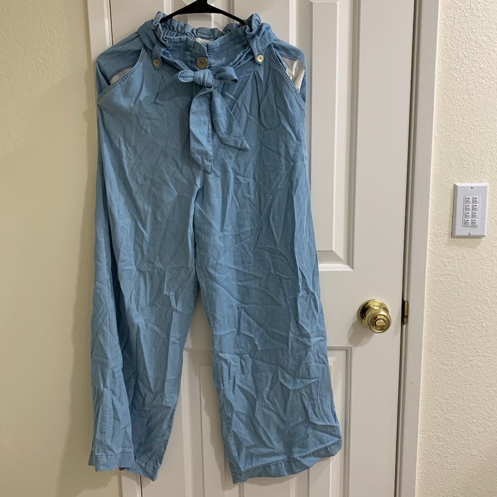 ZARA Women Soft Wide Leg Pants 2516/747, Light Blue, Size XS